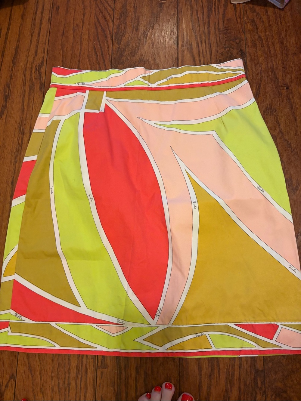 Bold Abstract Print Women's Skirt in Red, Pink & Lime sz